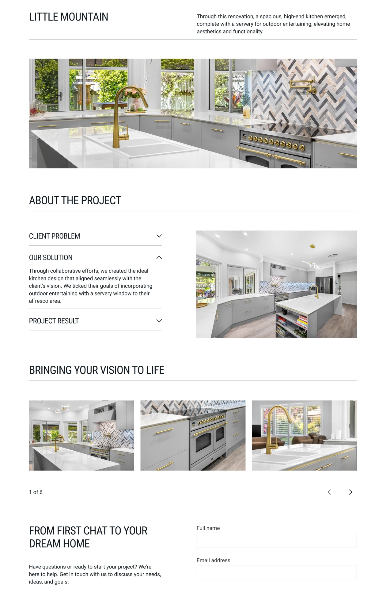 Forth section of a web design project done for a construction company